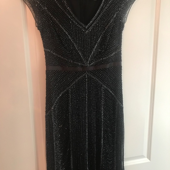 Adrianna Papell Black Beaded Gown - Size 2 - Picture 2 of 4